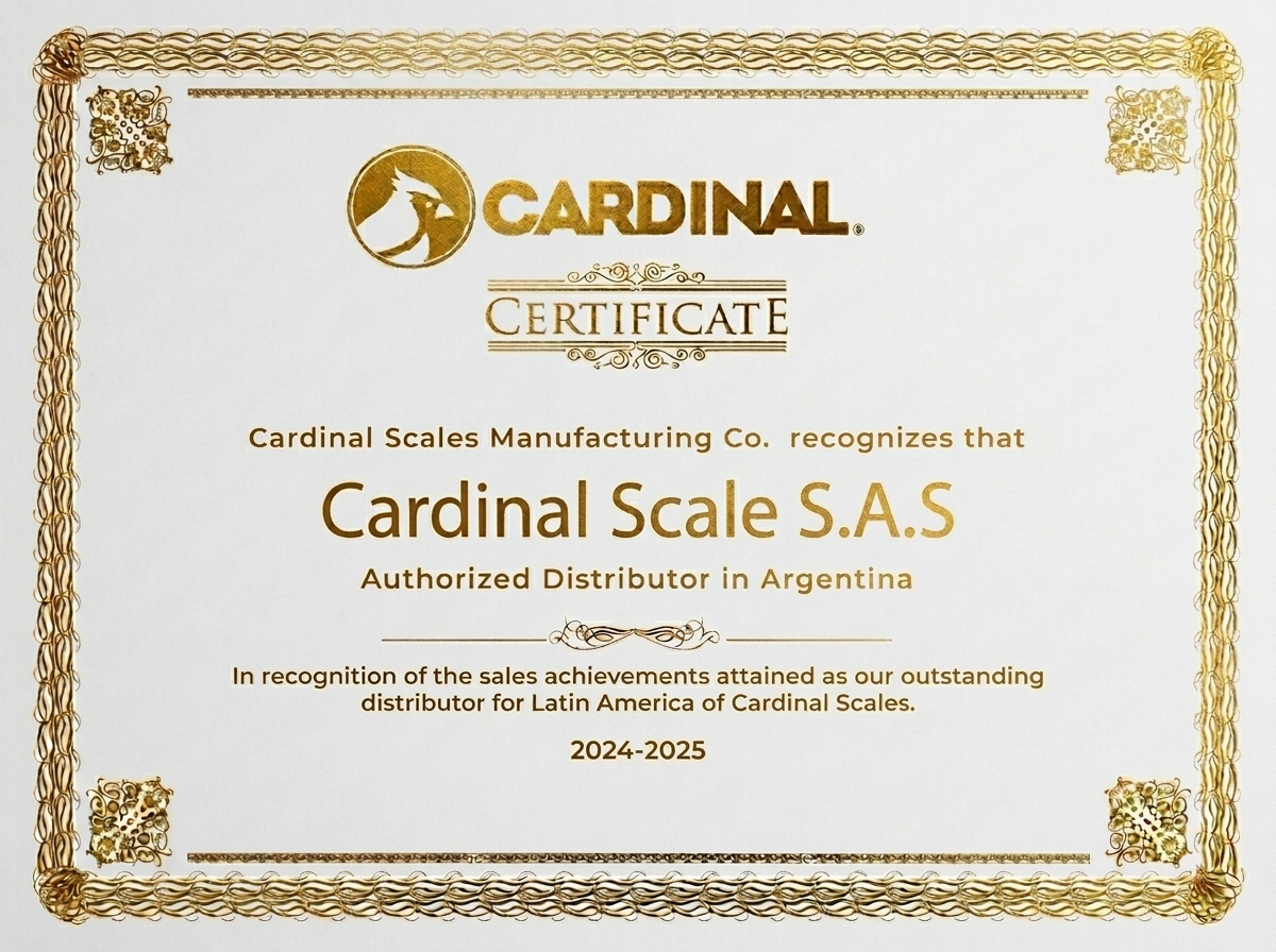 Certificado oficial de representación Cardinal Scale Argentina